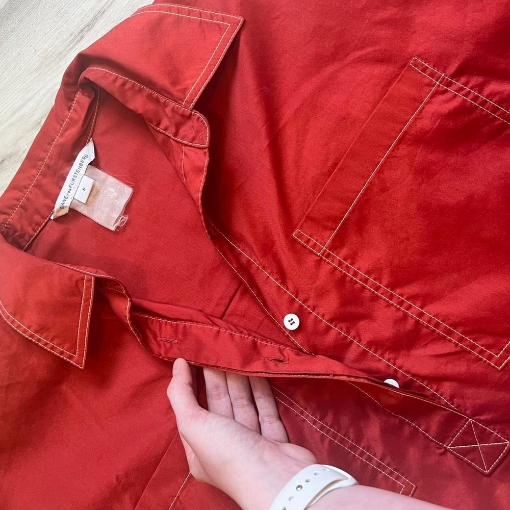 Vintage Diane Von Furstenberg red shirt dress - Picture 4 of 6